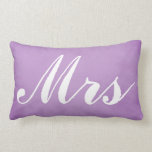 Wedding Souvenir Mr and Mrs Purple Parchment Lumbar Pillow<br><div class="desc">A great wedding souvenir,  this will make a great gift for a newlywed couple.  Featuring a purple parchment background with "Mrs." written in large white cursive font,  customize the back with your name.  Order yours today!</div>