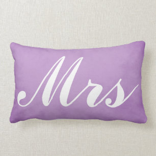 Wedding Souvenir Mr and Mrs Purple Parchment Lumbar Pillow