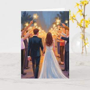 Wedding Sparklers   Marriage Celebration Painted Card
