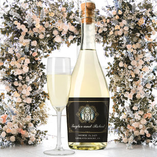 Wedding Sparkling Wine Label Art Nouveau Stained G
