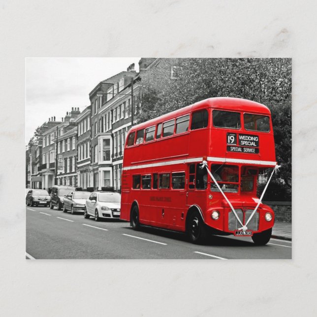 Wedding Special Double-Decker Bus Postcard (Front)