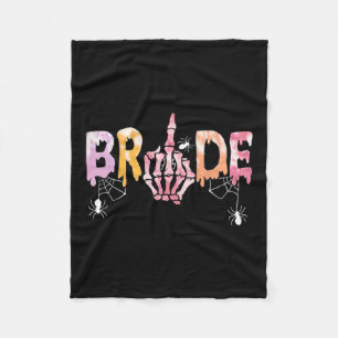 Wedding Spooky Halloween Skeleton Bride Just Marri Fleece Blanket