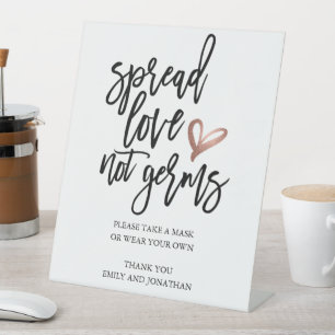 Wedding Spread Love Not Germs Take A Mask Pedestal Sign