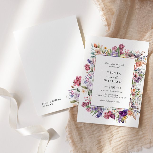 Wedding Spring Flower Garden Frame  Invitation (Creator Uploaded)