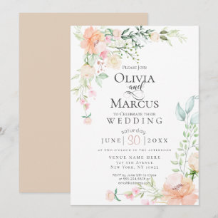 WEDDING Spring Pastel Watercolor Flowers Invitation
