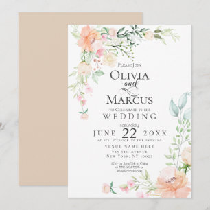 WEDDING Spring Pastel Watercolor Flowers Invitation