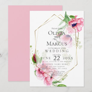 WEDDING   Spring Pink Poppy Floral Invitation