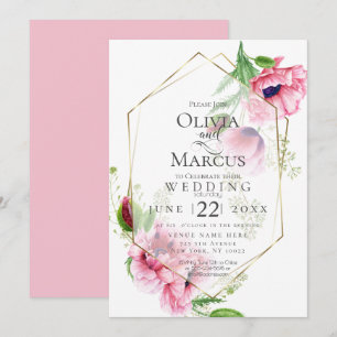 WEDDING   Spring Pink Poppy Floral Invitation