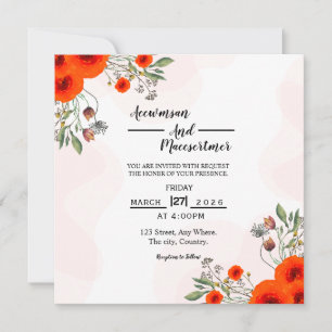 Wedding Square Bifold Invitation Card Mockup