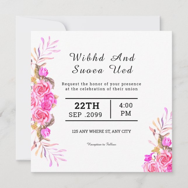 Wedding Square Gatefold Invitation Card Design (Front)