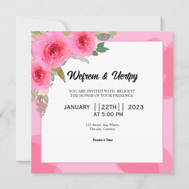 Wedding Square Invitation Card Design (Front)