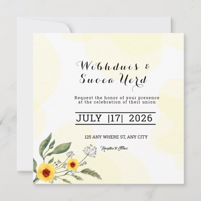 Wedding square invite save date card design (Front)