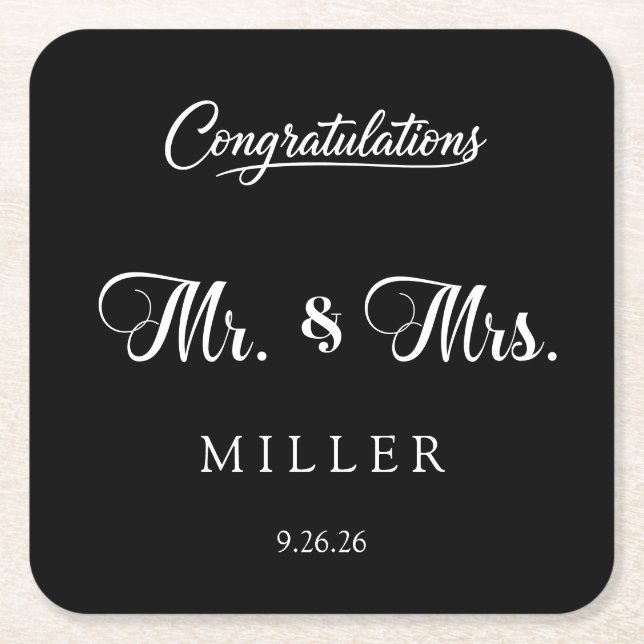 Wedding  square paper coaster (Front)