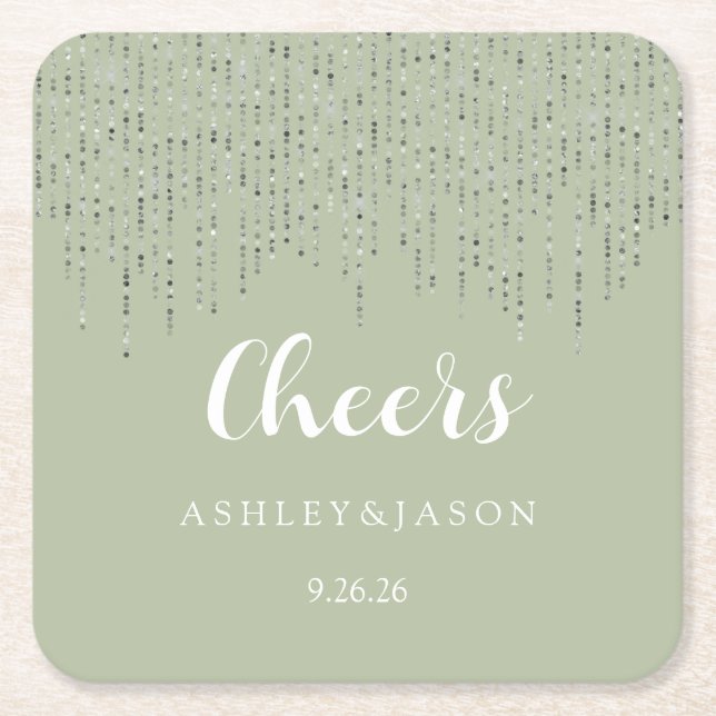 Wedding  square paper coaster (Front)