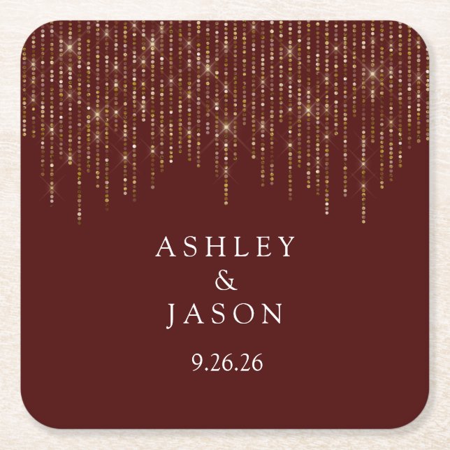 Wedding  square paper coaster (Front)