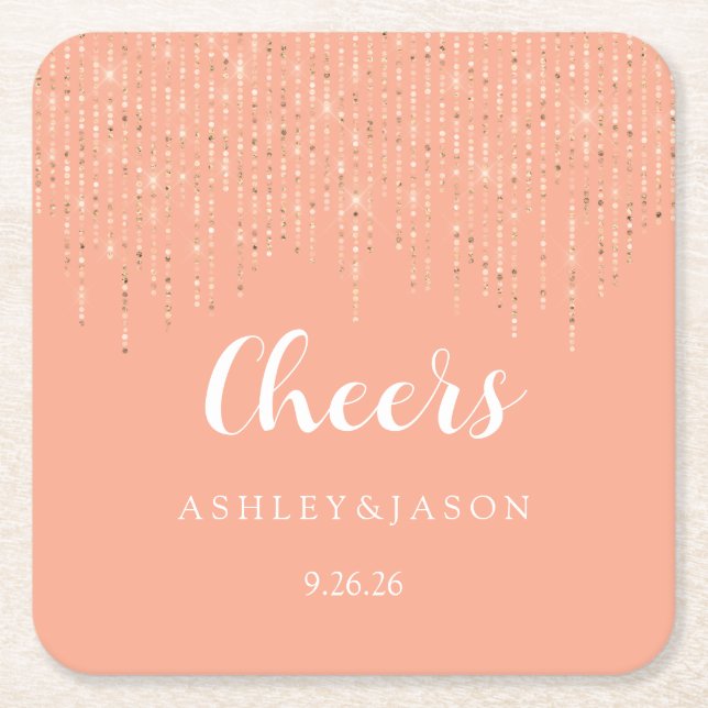 Wedding  square paper coaster (Front)