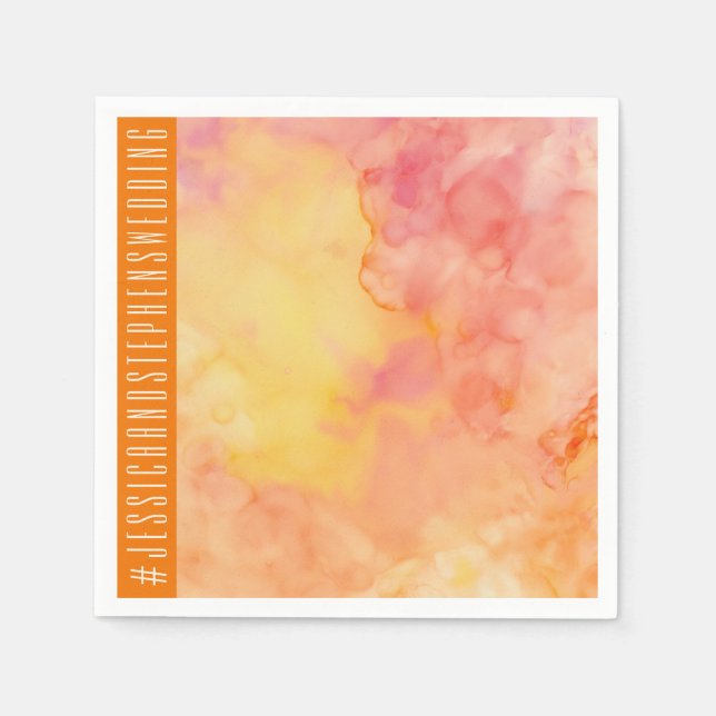 Wedding Standard Napkin Fresh Flowers Oranges (Front)