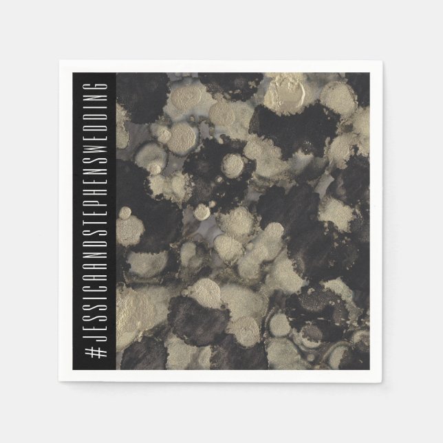 Wedding Standard Napkin Shades of Gold and Black (Front)