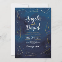 Wedding Star Sign Constellation Navy Gold