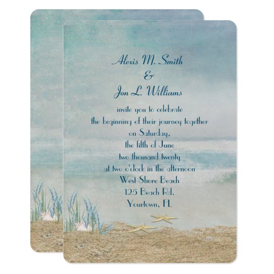 wedding starfish on beach card
