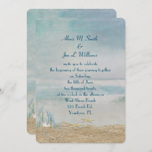 wedding starfish on beach invitation