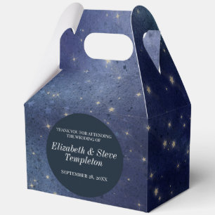Wedding Starry Night Celestial Thank You Navy Favor Box