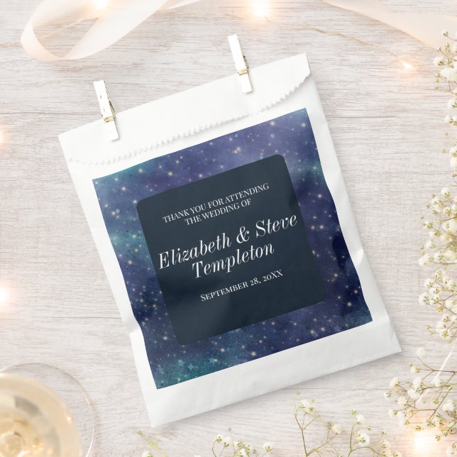Wedding Starry Night Celestial Thank You Navy Favour Bag (Clipped)