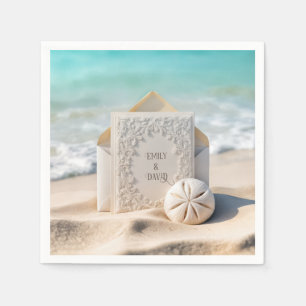 Wedding Stationery With Beach Sand Dollar Napkin