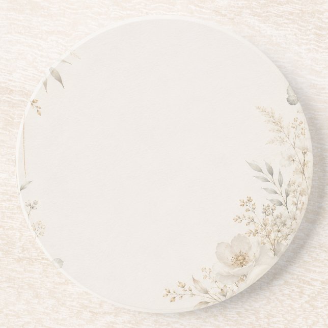Wedding Stationery with Refined Neutral Details Coaster (Front)
