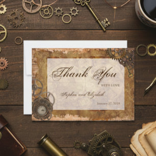 Wedding Steampunk Vintage Victorian Thank You Card