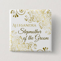 Wedding Stepother of the Groom Gold Nametag