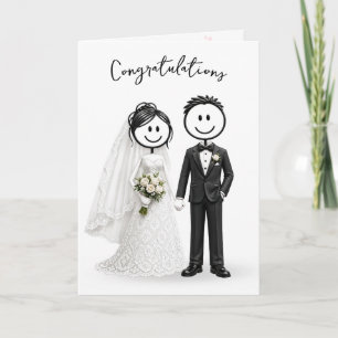 Wedding Stick Figures on White Card
