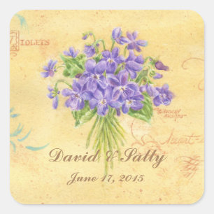 Wedding Stickers Custom Violets Bouquet