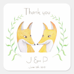 Wedding Stickers Fox Wedding Favor Stickers Foxes