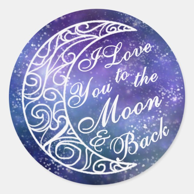 Wedding Stickers, I Love You To The Moon And Back Classic Round Sticker (Front)