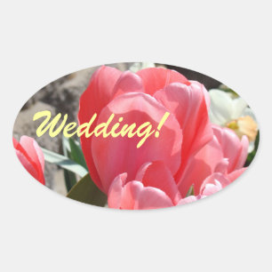 Wedding! stickers Invitation seals Pink Tulips