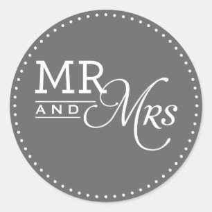 WEDDING STICKERS mr & mrs modern typography grey