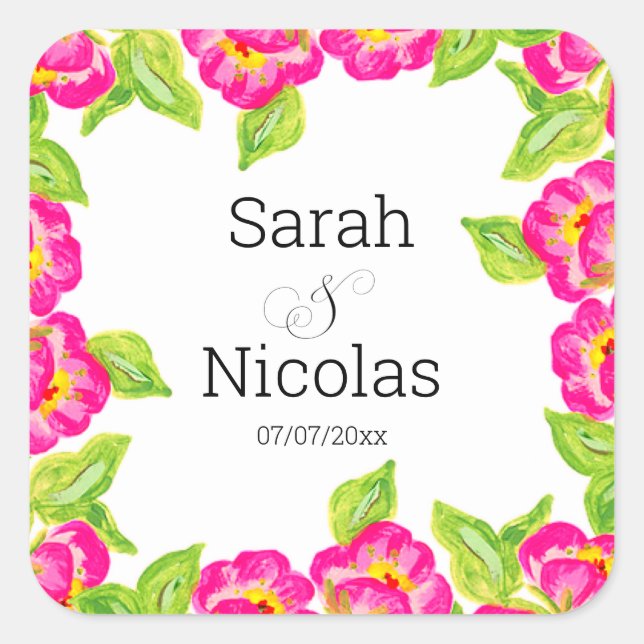 Wedding stickers personalized floral (Front)