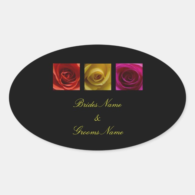 Wedding Stickers - Roses pink yellow orange (Front)