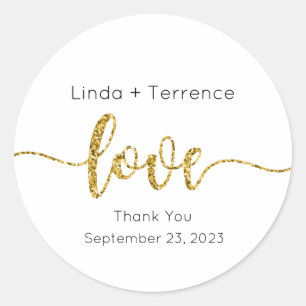 Wedding Stickers, Wedding Labels, Script, Love  Classic Round Sticker