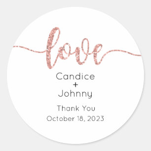 Wedding Stickers, Wedding Labels, Script, Love Classic Round Sticker
