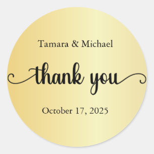 Wedding Stickers, Wedding Labels, Thank You Classic Round Sticker