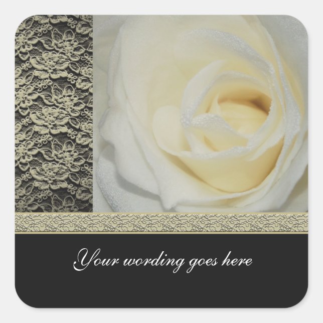 Wedding stickers - white roses customizable (Front)