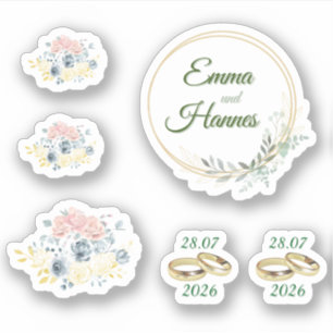 Wedding stickers with floral design
