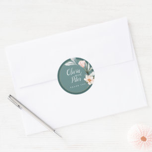 wedding stiker botanical classic round sticker