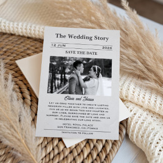 Wedding Story Newspaper Announcement Save the Date