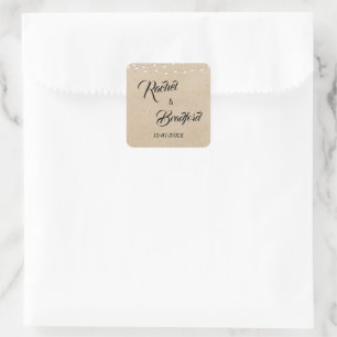 Wedding String Lights Rustic Celebration Custom Square Sticker