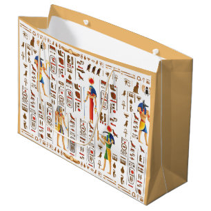 Wedding Style Gold Egyptian Hieroglyphs  Deities  Large Gift Bag