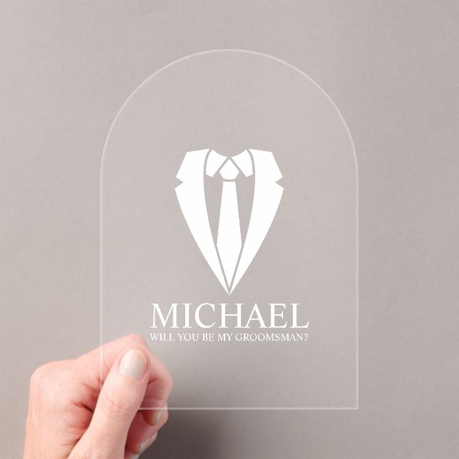 Wedding Suit Personalized Groomsman Proposal Acrylic Invitations (Insitu (Handheld))