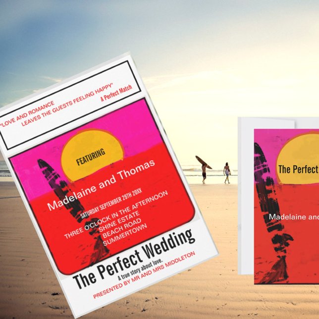 Wedding Summer Beach Retro Poster  Invitation (Creator Uploaded)
